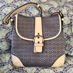 Coach Vintage Blue & White Jacquard Slim Duffle